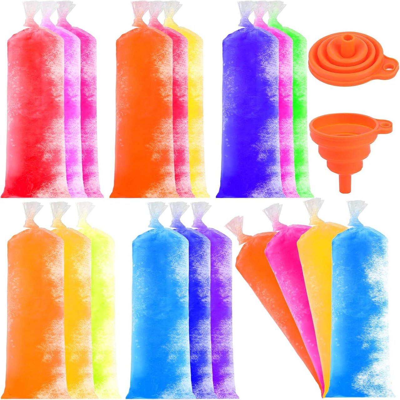 160 Large Ice Lolly Bags Disposable Ice Popsicle Mold, Freezer Tubes Ice Cream Mold Easy to Fill for Snacks Yogurt Juice Fruit Ice Candy Pops Comes with Funnel (4 x 12 Inch)